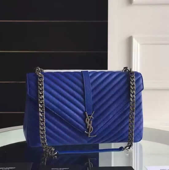 Replica Saint Laurent Large Monogram College Bag in Blue Goatskin